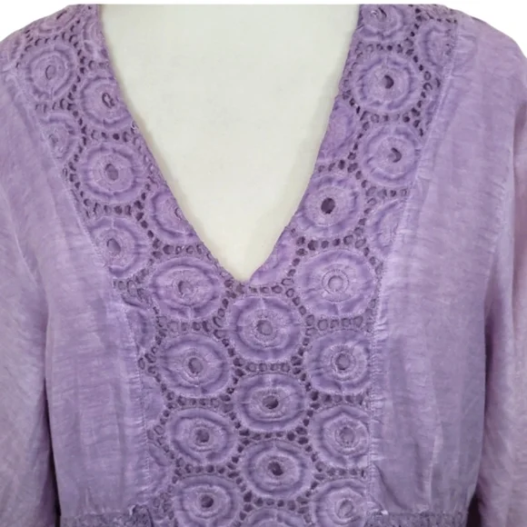 Saga Silk Blend Embroidered Asymmetrical Dress V-neck - Picture 2 of 11